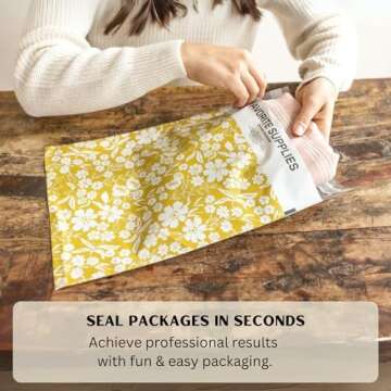 Elegant Mustard Yellow Floral Poly Mailers for Shipping