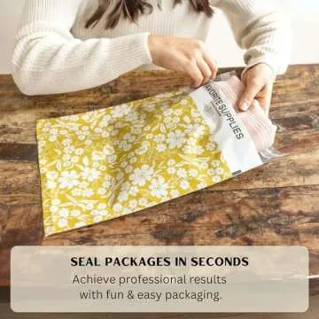 Elegant Mustard Yellow Floral Poly Mailers for Shipping
