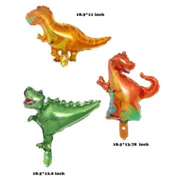 6 Pieces Dinosaur Balloons Mini Foil Balloon Kit for Birthday Party Decorations