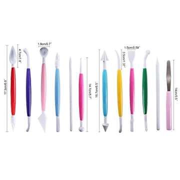 eKoi Pastry Cake Cookie Cupcake Clay Decorating Sculpting Modeling Pattern Scriber Pin Needle Cutter Pen Tools Kit Supplies for Baking Frosting Fondant SugarCraft Icing Paste DIY Art (15PC Set)