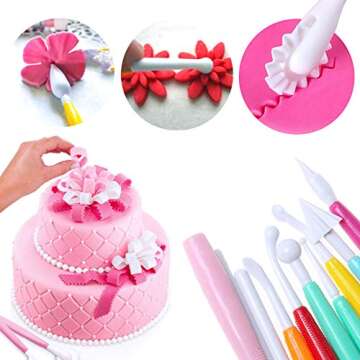 eKoi Pastry Cake Cookie Cupcake Clay Decorating Sculpting Modeling Pattern Scriber Pin Needle Cutter Pen Tools Kit Supplies for Baking Frosting Fondant SugarCraft Icing Paste DIY Art (15PC Set)