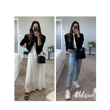 Athlisan Womens Cropped Bomber Jacket Casual Button Down Varsity Baseball Jacket with Pockets(Black-L)