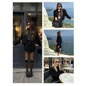 Athlisan Womens Cropped Bomber Jacket Casual Button Down Varsity Baseball Jacket with Pockets(Black-L)