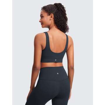 CRZ YOGA Butterluxe Womens U Back Sports Bra - Scoop Neck Padded Low Impact Yoga Clothes Workout Cro...