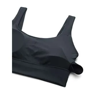 CRZ YOGA Butterluxe Womens U Back Sports Bra - Scoop Neck Padded Low Impact Yoga Clothes Workout Crop Top with Built in Pads True Navy Medium