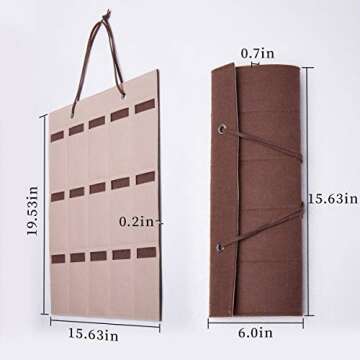 Sunglasses Storage Organizer, Eyeglasses Wall Hanging Holder, Wall Pocket for Glasses Display, Eyeglasses Wall Pocket Hanger Mounted, 15 Slots, 19.53 x 15.63 inch (Brown)