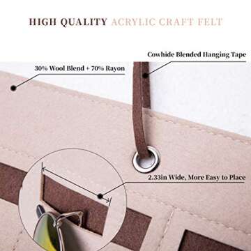 Sunglasses Storage Organizer, Eyeglasses Wall Hanging Holder, Wall Pocket for Glasses Display, Eyeglasses Wall Pocket Hanger Mounted, 15 Slots, 19.53 x 15.63 inch (Brown)