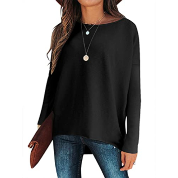 ANRABESS Oversized Sweater for Women Off Shoulder Batwing Dolman Sleeve Loose Fit Casual Pullover Tu...
