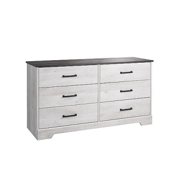 Prepac Rustic Ridge Farmhouse Dresser Washed White