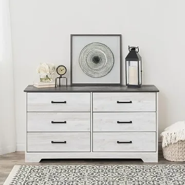 Prepac Rustic Ridge Farmhouse Dresser Washed White