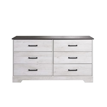 Prepac Rustic Ridge Farmhouse Dresser Washed White