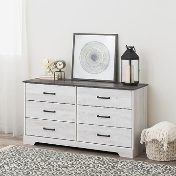 Prepac Rustic Ridge Farmhouse Dresser Washed White