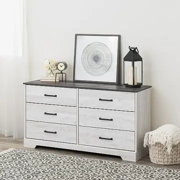 Prepac Rustic Ridge Farmhouse Dresser Washed White