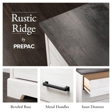 Prepac Rustic Ridge Farmhouse Dresser Washed White