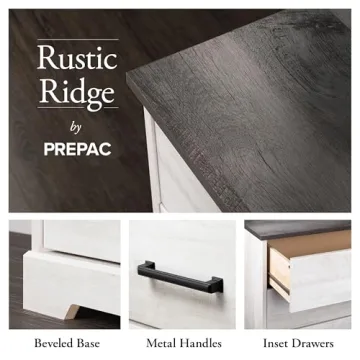 Prepac Rustic Ridge Farmhouse Dresser Washed White