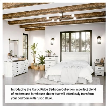 Prepac Rustic Ridge Farmhouse Dresser Washed White