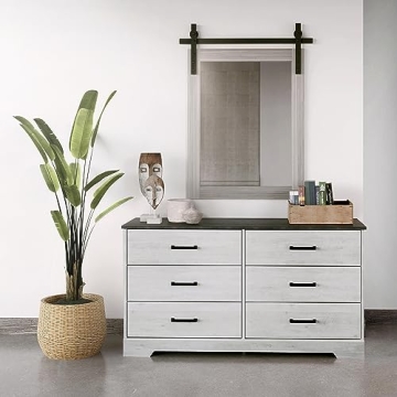 Prepac Rustic Ridge Farmhouse Dresser Washed White