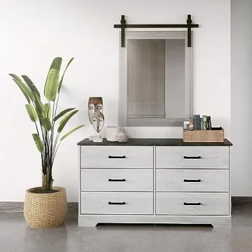 Prepac Rustic Ridge Farmhouse Dresser Washed White