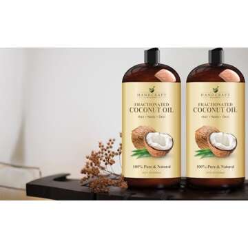 Handcraft Blends Fractionated Coconut Oil - 28 Fl Oz - 100% Pure and Natural - Premium Grade Carrier Oil for Skin and Hair - Hair and Body - Massage