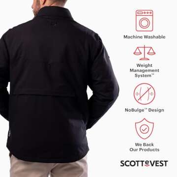 SCOTTeVEST Revolution 2.0 Jacket for Men - 25 Hidden Pockets - Mositure Wicking Water Repellent Coat for Travel & More