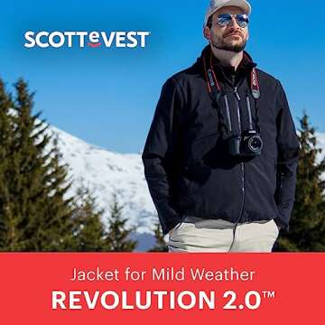 SCOTTeVEST Revolution 2.0 Jacket for Men - 25 Hidden Pockets - Mositure Wicking Water Repellent Coat for Travel & More