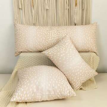 Antelope Decorative Lumbar Throw Pillow Covers, 14x36 Inch Faux Deer Animal Print Long Cushion for Bed, Farmhouse Neutral Accent Pillow Case for Bedroom Couch Home Decor