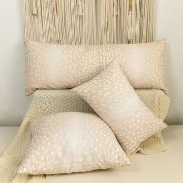 Antelope Decorative Lumbar Throw Pillow Covers, 14x36 Inch Faux Deer Animal Print Long Cushion for Bed, Farmhouse Neutral Accent Pillow Case for Bedroom Couch Home Decor