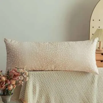 Antelope Decorative Lumbar Throw Pillow Covers, 14x36 Inch Faux Deer Animal Print Long Cushion for Bed, Farmhouse Neutral Accent Pillow Case for Bedroom Couch Home Decor