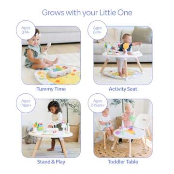 Move2Play 4-in-1 Baby Activity Center | Montessori-Inspired Design | 8 Interactive Toys | Tummy Time, Exersaucer, Jumper & Toddler Table | Baby Essential | Must Have Gift for Newborns, 3, 6+ Month Old