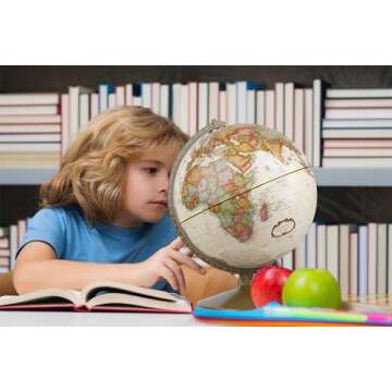 Replogle Globes Franklin World Globe, Antique Ocean, 12-Inch Diameter,Over 4,000 Place Names