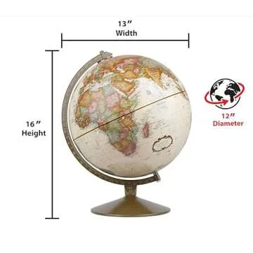 Replogle Globes Franklin World Globe, Antique Ocean, 12-Inch Diameter,Over 4,000 Place Names