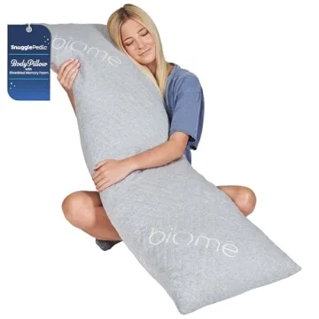 Snuggle-Pedic Long Body Pillow for Adults - Big 20x54 Pregnancy Pillows w/Shredded Memory Foam & Coo...