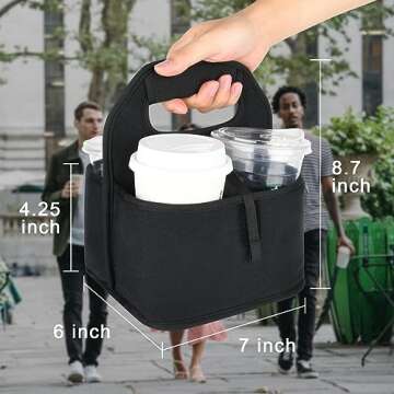 Beautyflier Reusable Insulated Coffee Cup Carrier, Portable Drink Holder with Handle Organizer Tote ...