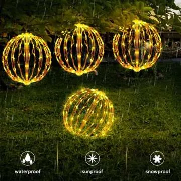 COVBOARD 12" Christmas LED Light Globe (3 Pack) with Multiple Auto Timing and Glow Modes, Folding Light Ball for Holiday Decor, Patio, Indoor/Outdoor Decorations LED Ball Lights Sphere (Warm White)