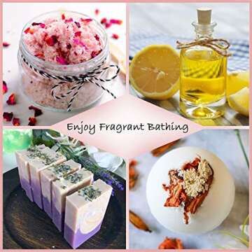 HAIOPS Dried Flowers Soap Making Scents Kits Rosebuds, Lavender, Lemon Slice, Lily, Gomphrena Globosa Linn, Strawflower, 6 Bags