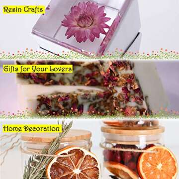 HAIOPS Dried Flowers Soap Making Scents Kits Rosebuds, Lavender, Lemon Slice, Lily, Gomphrena Globosa Linn, Strawflower, 6 Bags