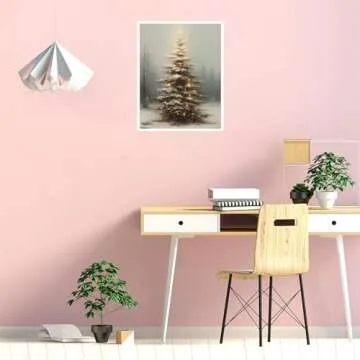 Huabsad Vintage Christmas Tree Wall Art Retro Lighted Winter Pine Botanical Aesthetic Picture Prints Rustic Scene Winter Room Wall Decor Canvas Posters Farmhouse Holiday Decor 12x16in Unframed