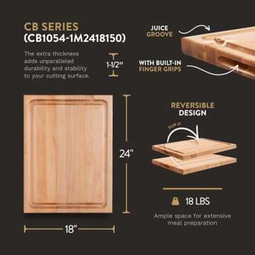 John Boos Reversible Maple Cutting Board with Juice Groove
