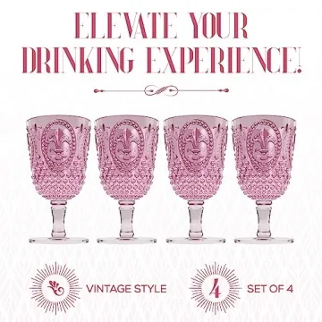 elle decor Acrylic Wine Goblets | Set of 4, 15-Ounce | Unbreakable Acrylic Wine Glasses | Reusable Plastic, Shatterproof Long Stemmed Water Glasses | Bar Drinking Cups (Pink)