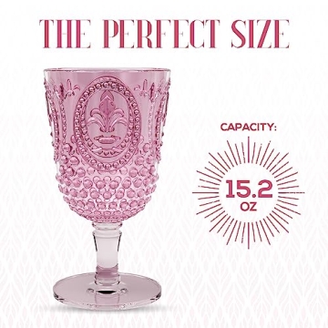 elle decor Acrylic Wine Goblets | Set of 4, 15-Ounce | Unbreakable Acrylic Wine Glasses | Reusable Plastic, Shatterproof Long Stemmed Water Glasses | Bar Drinking Cups (Pink)