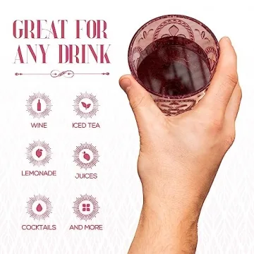 elle decor Acrylic Wine Goblets | Set of 4, 15-Ounce | Unbreakable Acrylic Wine Glasses | Reusable Plastic, Shatterproof Long Stemmed Water Glasses | Bar Drinking Cups (Pink)