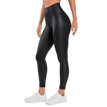 CRZ YOGA Butterluxe Matte Faux Leather Leggings for Women - Stylish High Waisted Comfort Pants