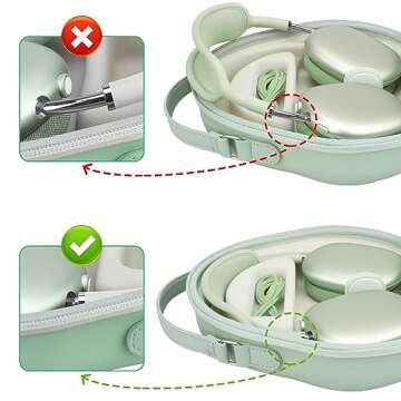 Supmay Smart Case for Apple AirPods Max Wireless Over-Ear Headphones, Hard Protective Case with Sleep Mode, Airpods Max Case, Extra Space fits Cable, Charger, Green