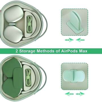Supmay Smart Case for Apple AirPods Max Wireless Over-Ear Headphones, Hard Protective Case with Sleep Mode, Airpods Max Case, Extra Space fits Cable, Charger, Green