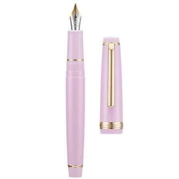 2 PCS Jinhao 82 Resin Fountain Pen Iridium Extra Fine & Fine Nib with Converter, Pink with Golden Clip Writing Pen Set
