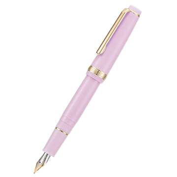 2 PCS Jinhao 82 Resin Fountain Pen Iridium Extra Fine & Fine Nib with Converter, Pink with Golden Clip Writing Pen Set