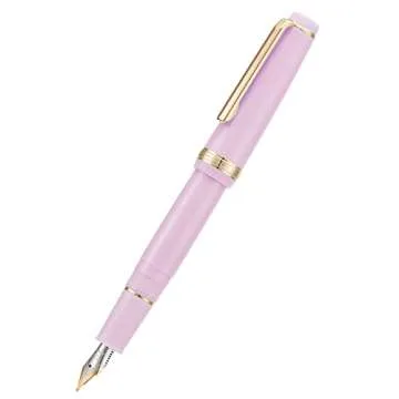 2 PCS Jinhao 82 Resin Fountain Pen Iridium Extra Fine & Fine Nib with Converter, Pink with Golden Clip Writing Pen Set