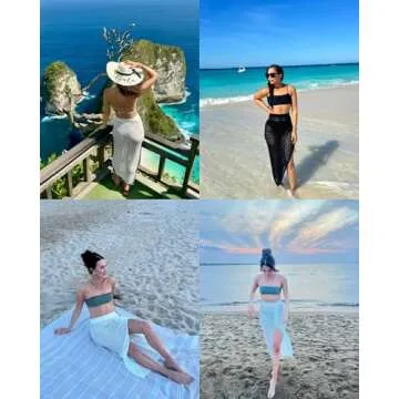 Bsubseach Womens Crochet Cover Up Skirt 2025 Knit Drawstring Long Coverups for Swimwear Elastic Waist Beach Wrap