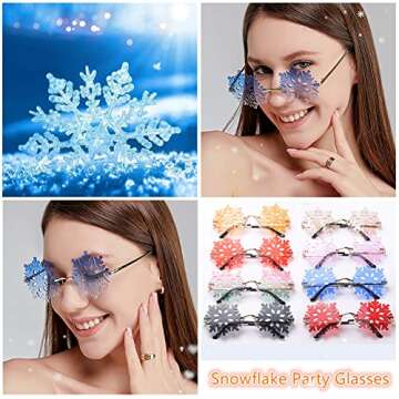 LASPOR Novelty Snowflake Shape Sunglasses for Women Men Halloween Christmas Party Glasses Prom Acces...