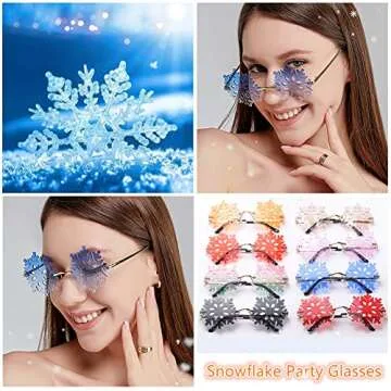 LASPOR Novelty Snowflake Shape Sunglasses for Women Men Halloween Christmas Party Glasses Prom Acces...